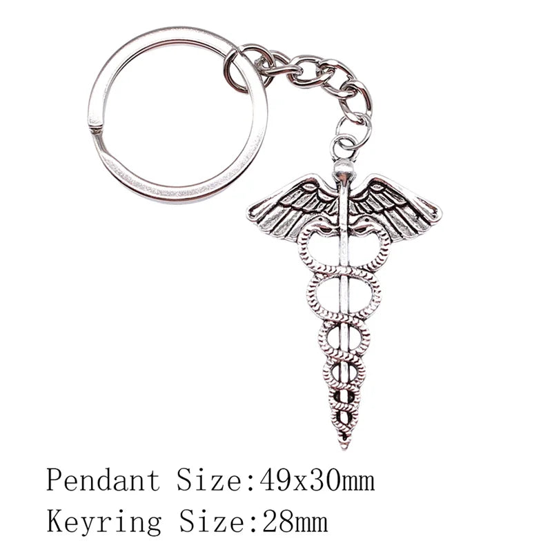 Cane Medical Symbol Pendant Keychain Metal Key Chain Souvenir Gifts For Nurse Doctor Medical Student