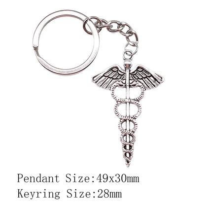 Cane Medical Symbol Pendant Keychain Metal Key Chain Souvenir Gifts For Nurse Doctor Medical Student