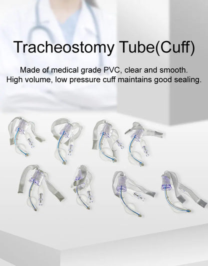 BamuCare 3PCS/5PCS Tracheostomy Tube Medical Grade PVC EO Sterilized Disposable Standard Tracheostomy Tube with Cuff
