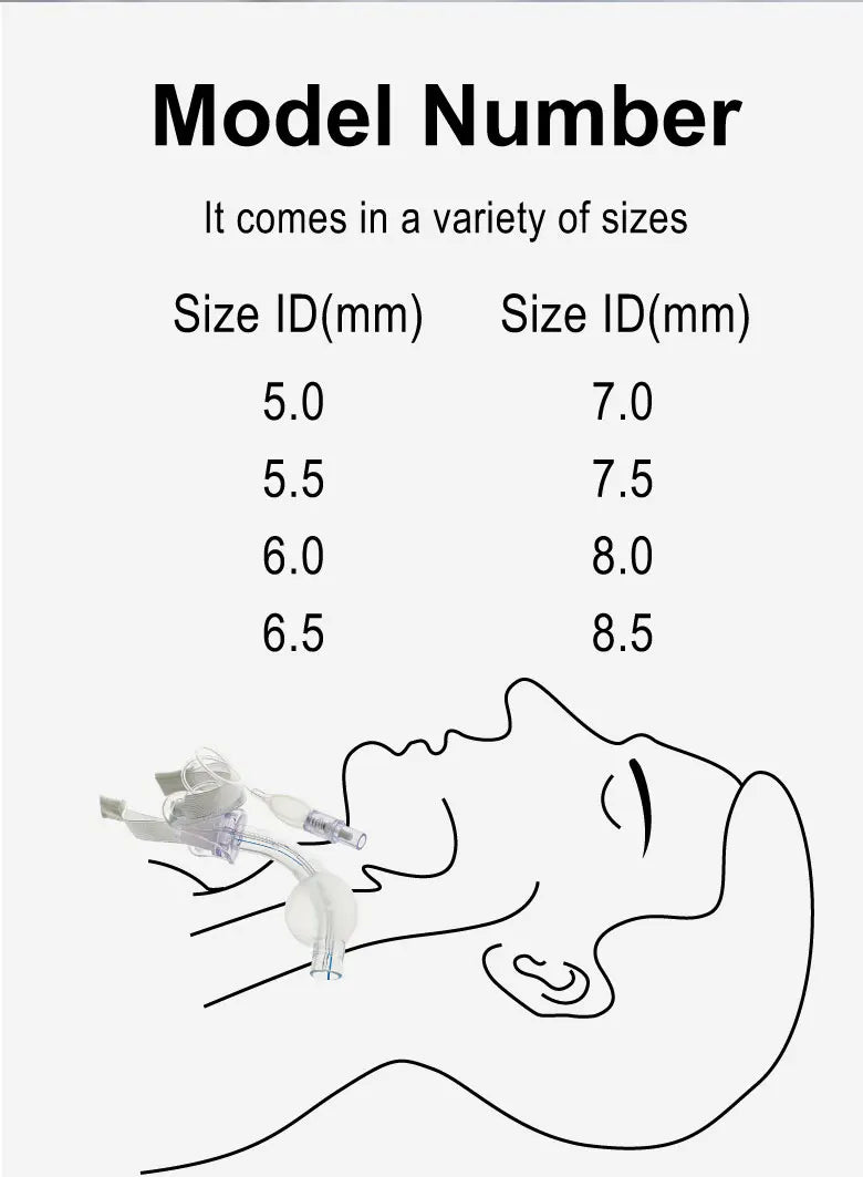 BamuCare 3PCS/5PCS Tracheostomy Tube Medical Grade PVC EO Sterilized Disposable Standard Tracheostomy Tube with Cuff