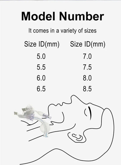 BamuCare 3PCS/5PCS Tracheostomy Tube Medical Grade PVC EO Sterilized Disposable Standard Tracheostomy Tube with Cuff