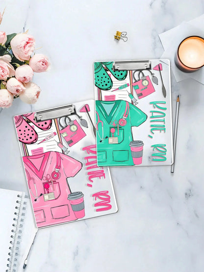 22.3*30.5CM Personalized Nurse Scrubs Clipboard,4 Styles,Custom Nurse Gift, Nurse Appreciation Gift,Medical Assistant File Board