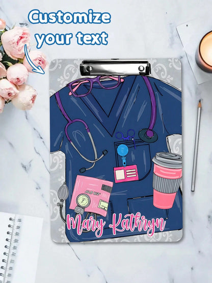 22.3*30.5CM Personalized Nurse Scrubs Clipboard,4 Styles,Custom Nurse Gift, Nurse Appreciation Gift,Medical Assistant File Board