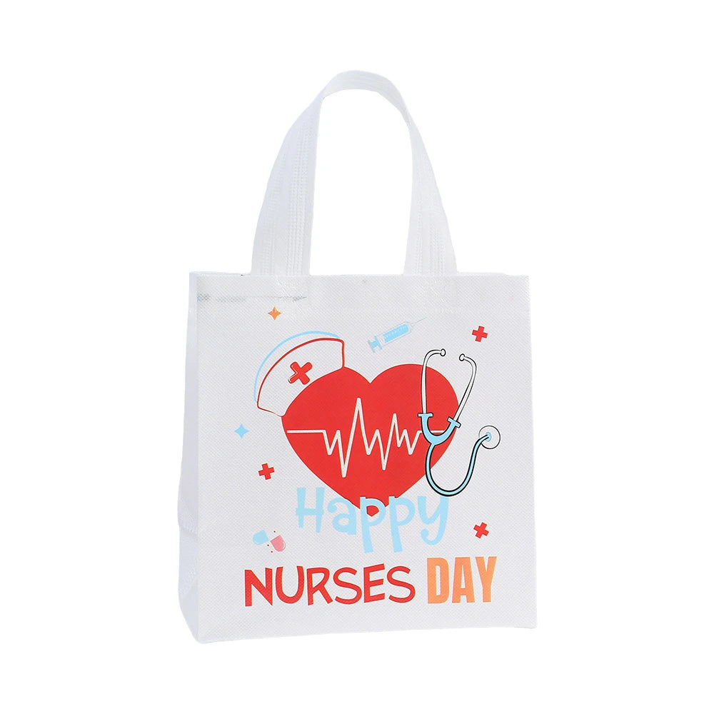 12Pcs Nurse's Day Theme Non-Woven Gift Packing Bag Doctor Candy Cookie Bag for Congrats Nurse Graduation Party Decoration