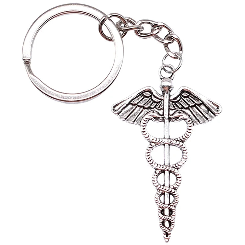 Cane Medical Symbol Pendant Keychain Metal Key Chain Souvenir Gifts For Nurse Doctor Medical Student