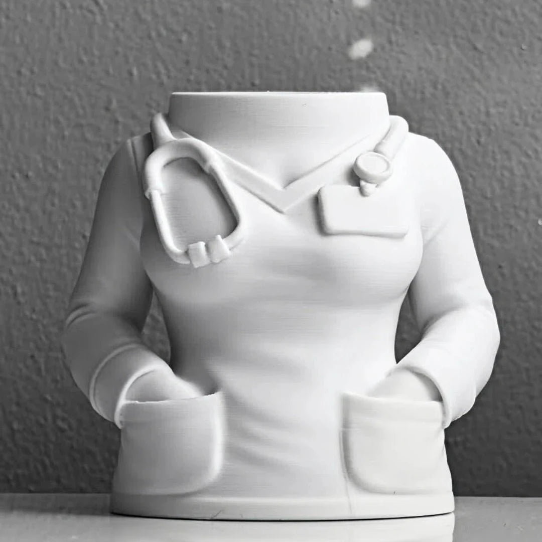 Nurse's Day Gift Nurse-Shaped Desktop Ornament Pen Holder Medical White Coat Style Stationery Storage for Medical Professionals