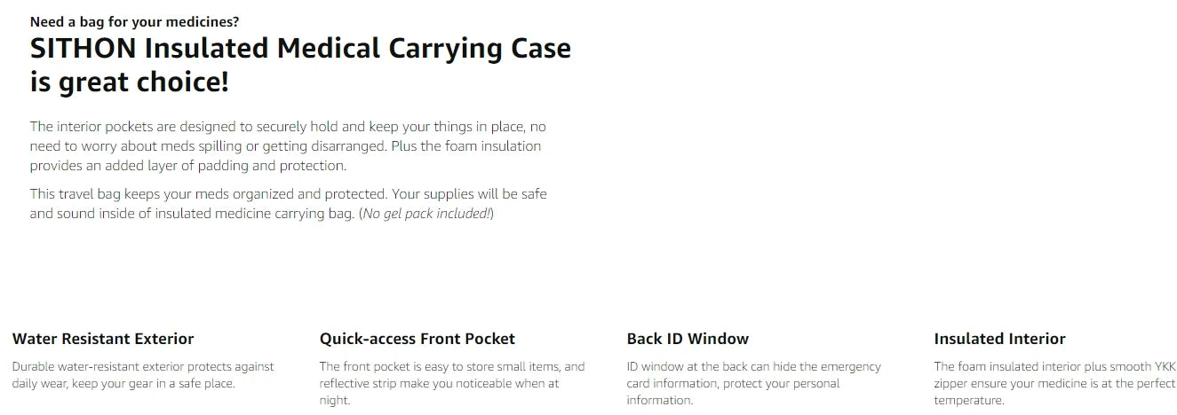 Outdoor EpiPen Medical Carrying Case Travel Medication Organizer Bag Emergency Medical Pouch Hold 2 EpiPens Medical Supply