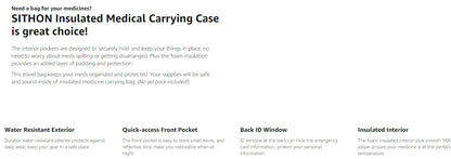 Outdoor EpiPen Medical Carrying Case Travel Medication Organizer Bag Emergency Medical Pouch Hold 2 EpiPens Medical Supply