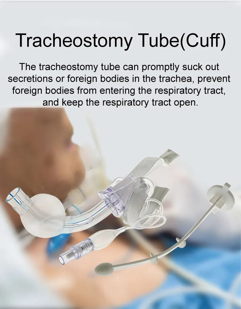 BamuCare 3PCS/5PCS Tracheostomy Tube Medical Grade PVC EO Sterilized Disposable Standard Tracheostomy Tube with Cuff