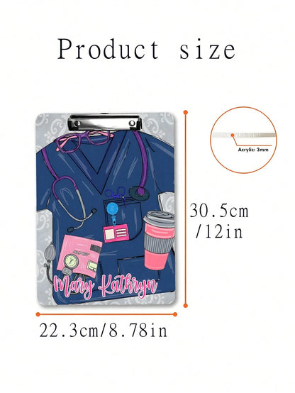 22.3*30.5CM Personalized Nurse Scrubs Clipboard,4 Styles,Custom Nurse Gift, Nurse Appreciation Gift,Medical Assistant File Board