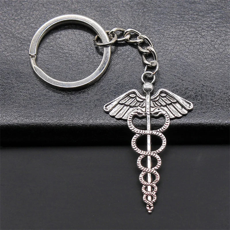 Cane Medical Symbol Pendant Keychain Metal Key Chain Souvenir Gifts For Nurse Doctor Medical Student