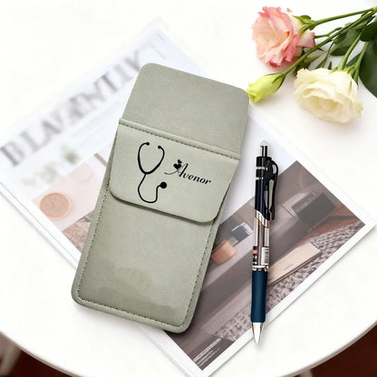 Personalized Nurse Pen Case,Custom Faux Leather Pocket Organizer,Gifts for Nurse and Caregiver Gift,Can Hold 5 Pens,Pencils,Tool