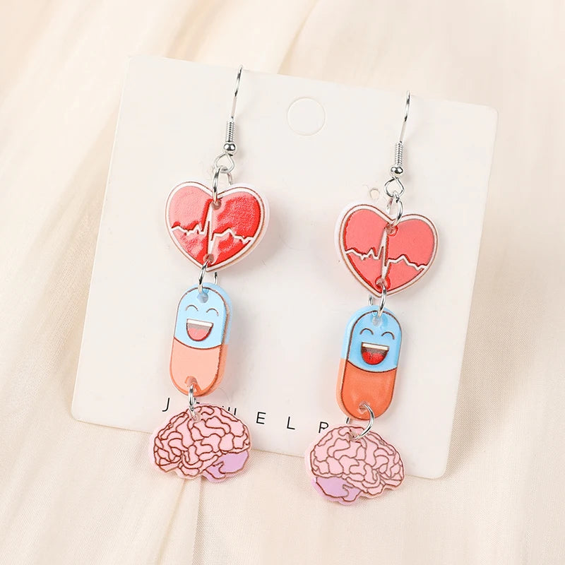 1Pair Woman Dangle Earrings Nurse Day Nurse Hat Heart Drop Earrings For Girl Birthday Gift