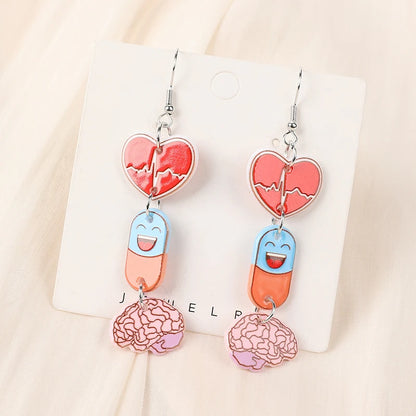 1Pair Woman Dangle Earrings Nurse Day Nurse Hat Heart Drop Earrings For Girl Birthday Gift