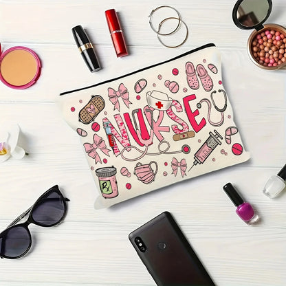 A Nurse-themed Makeup Bag - Cute Multifunctional Zipper Pouch, Jewelry Storage Bag, Perfect Travel Zipper Small Storage Bag.