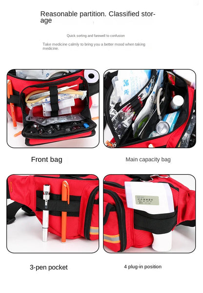 Empty Rescue Fanny Pack First Aid Kit Camping Trip Medical Storage Medical Organizer Outdoor Emergency Survival Medical Bag