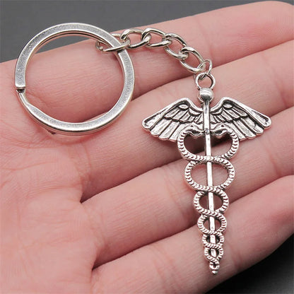 Cane Medical Symbol Pendant Keychain Metal Key Chain Souvenir Gifts For Nurse Doctor Medical Student