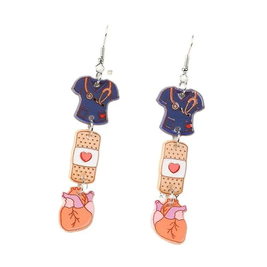 1Pair Woman Dangle Earrings Nurse Day Nurse Hat Heart Drop Earrings For Girl Birthday Gift