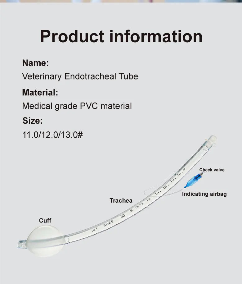 Large Size Endotracheal Intubation Tube With Cuff And Pressure Ballon 11/12/13mm Animals Disposable Veterinary  Supplies
