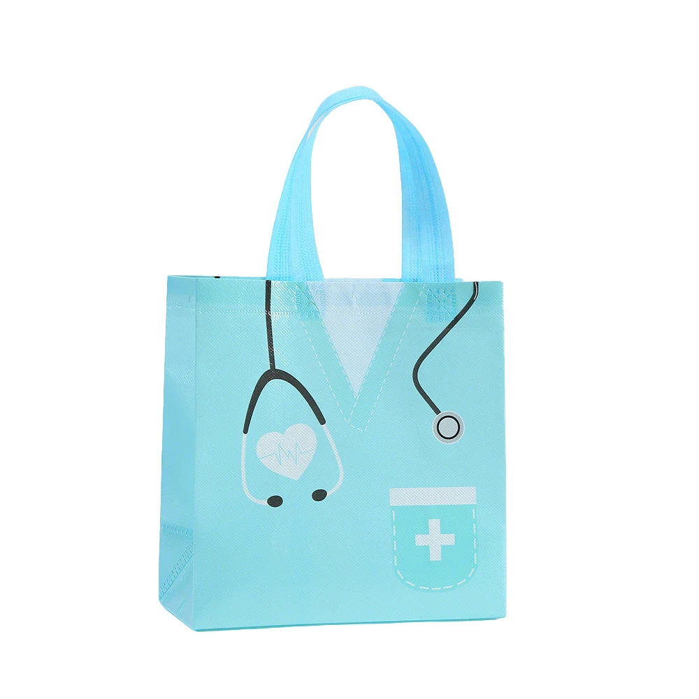 12Pcs Nurse's Day Theme Non-Woven Gift Packing Bag Doctor Candy Cookie Bag for Congrats Nurse Graduation Party Decoration
