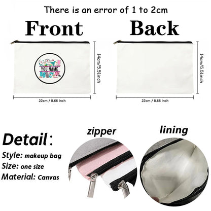 Stethoscope Nurse Customized Name Canvas Bag Office Supplies Pencil Case Wallet Travel Makeup Pouch Personalized Gift for Nurses