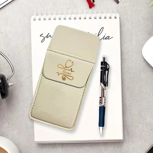Personalized Nurse Pen Case,Custom Faux Leather Pocket Organizer,Gifts for Nurse and Caregiver Gift,Can Hold 5 Pens,Pencils,Tool