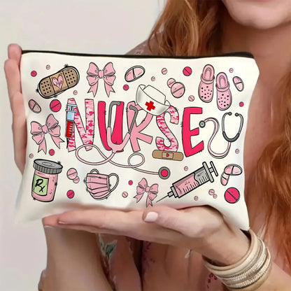 A Nurse-themed Makeup Bag - Cute Multifunctional Zipper Pouch, Jewelry Storage Bag, Perfect Travel Zipper Small Storage Bag.