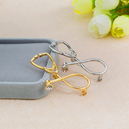 Doctor Stethoscope Brooch Oil Dripping Alloy Pin