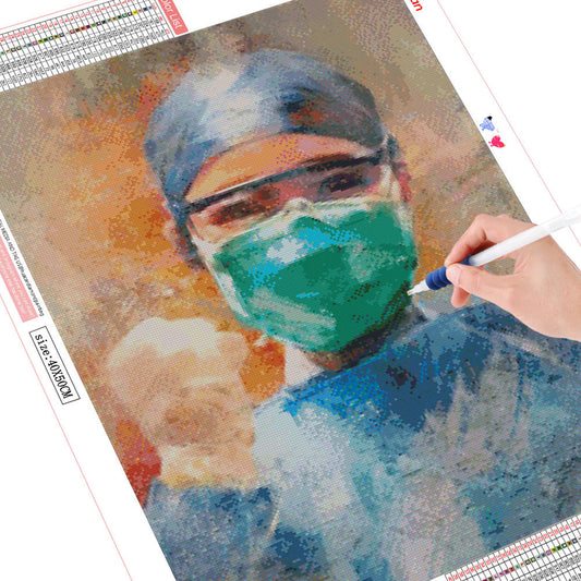 Handmade DIY Doctor Painting Diamond Embroidery Cross Portrait Home Decoration