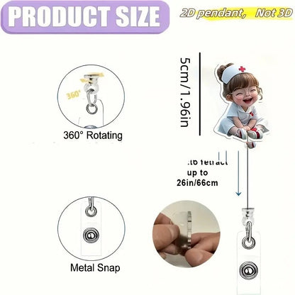 Acrylic Badge Telescopic Reel Clip Doctor Nurse Flat Document Bag